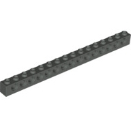 Lego kostka s otvory (kostička s dírami) 1x16, tmavě šedá (4124039, 4207714)